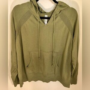 Athleta Evergreen Sweater Hoodie Sz 1X Olive Green